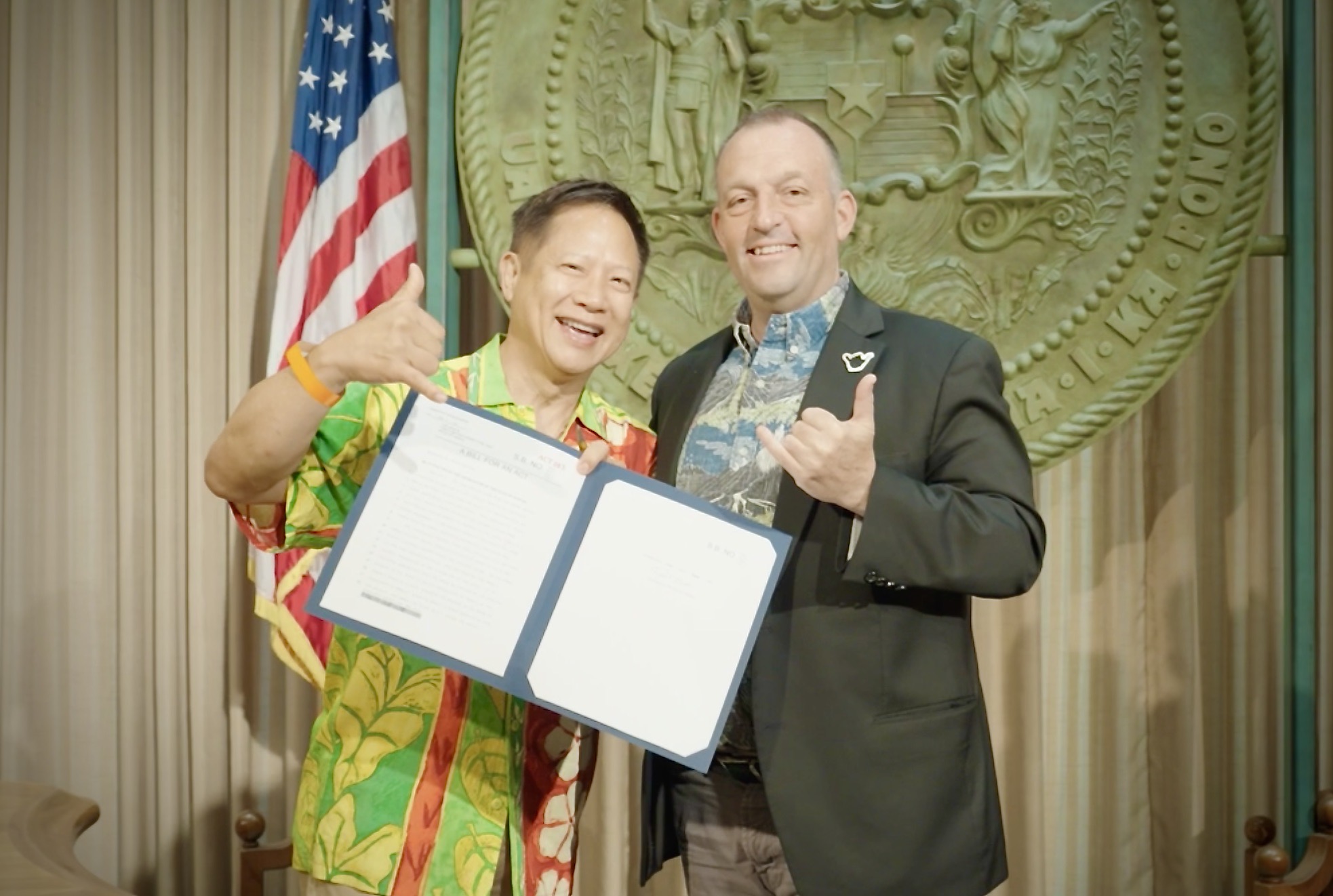 Steve Sue and Gov Josh Green for Shaka Bill